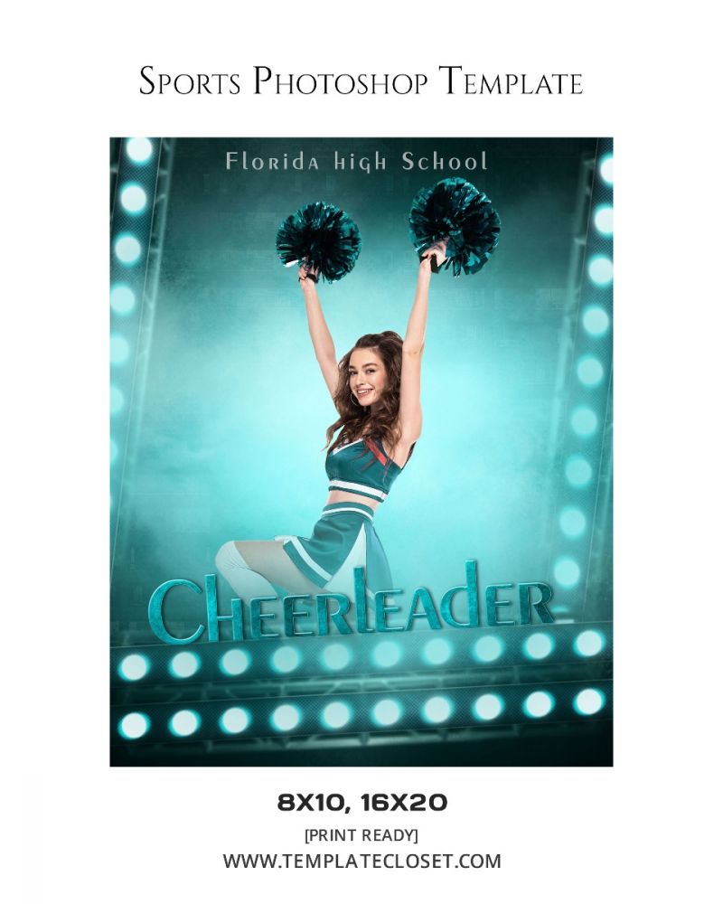 Cheerleader Picture Frame Ready To Print Template