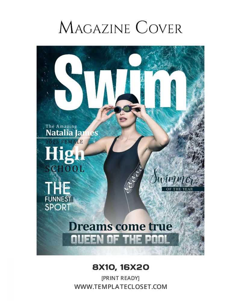 Swimming Customized Layered Magazine Cover