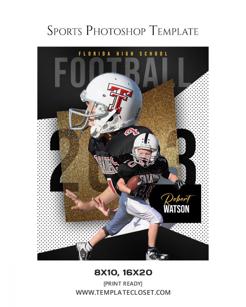 Football Florida High School Sports Photoshop Template