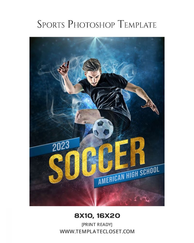 Soccer American High School Sports Photoshop Template