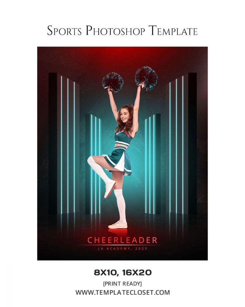 Cheerleader Light Effect Sports Photoshop Template