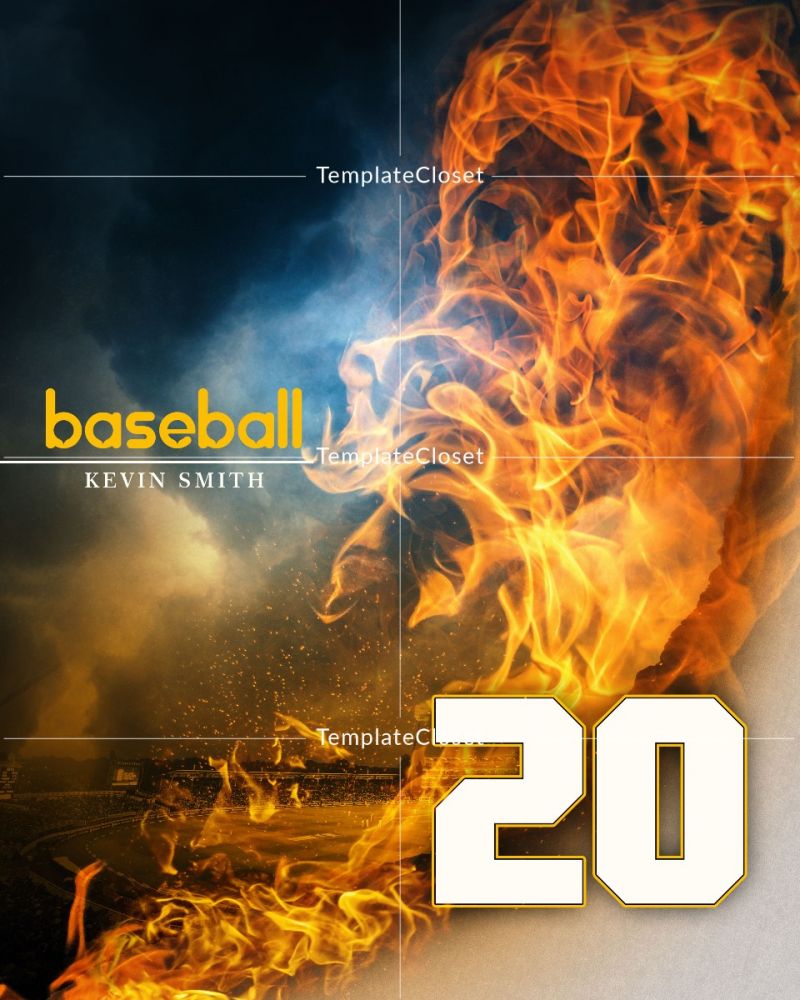 Kevin Smith - Baseball Fire Effect Sports Photoshop Template