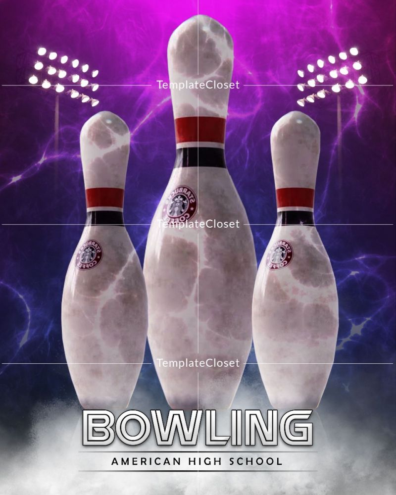 Bowling Fire Effect Senior Photoshop Template