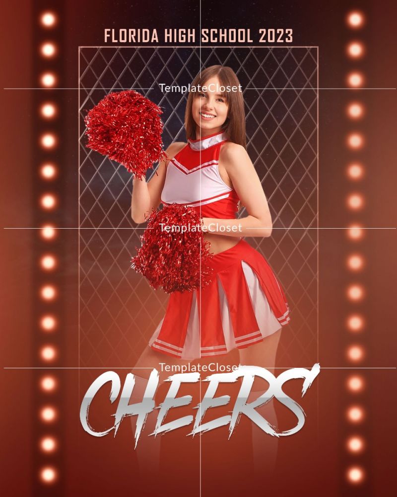 Cheerleader Red Effect Sports Photoshop Template