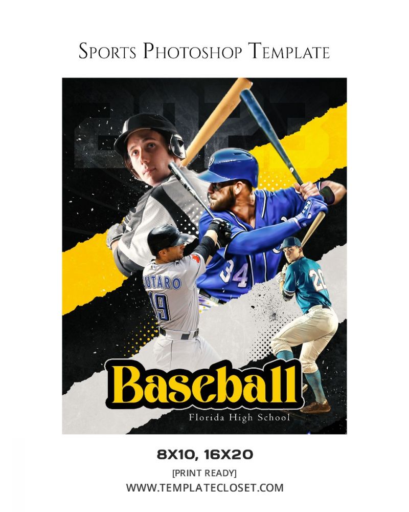 Baseball Moves Sports Print Ready Photoshop Template
