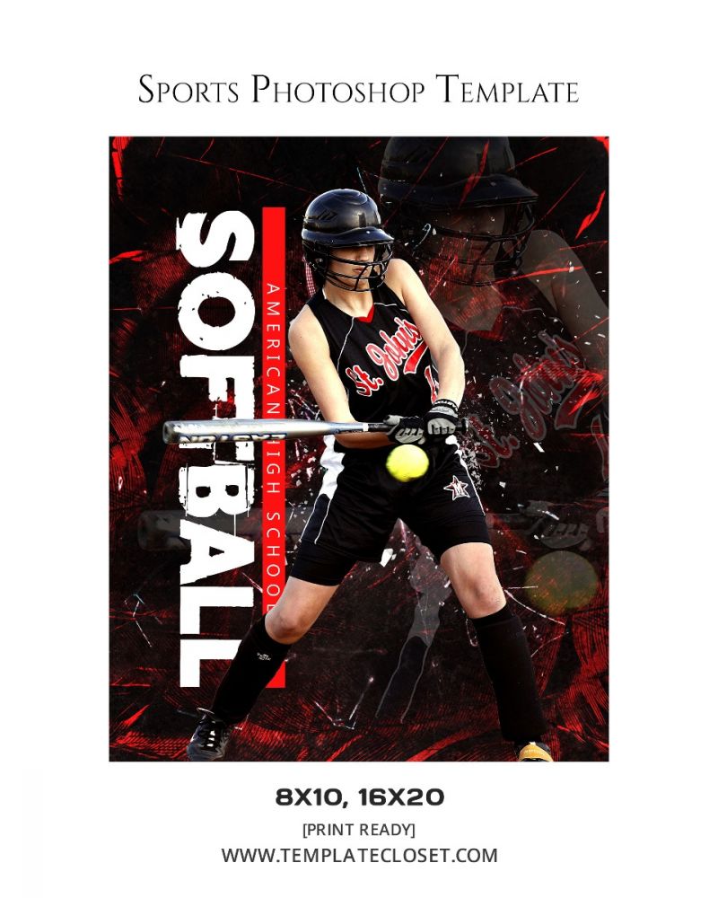 Softball - Customizable Sports Photoshop Template