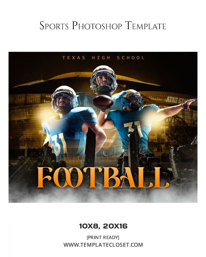 Football Texas High School Sports Print Ready Template_