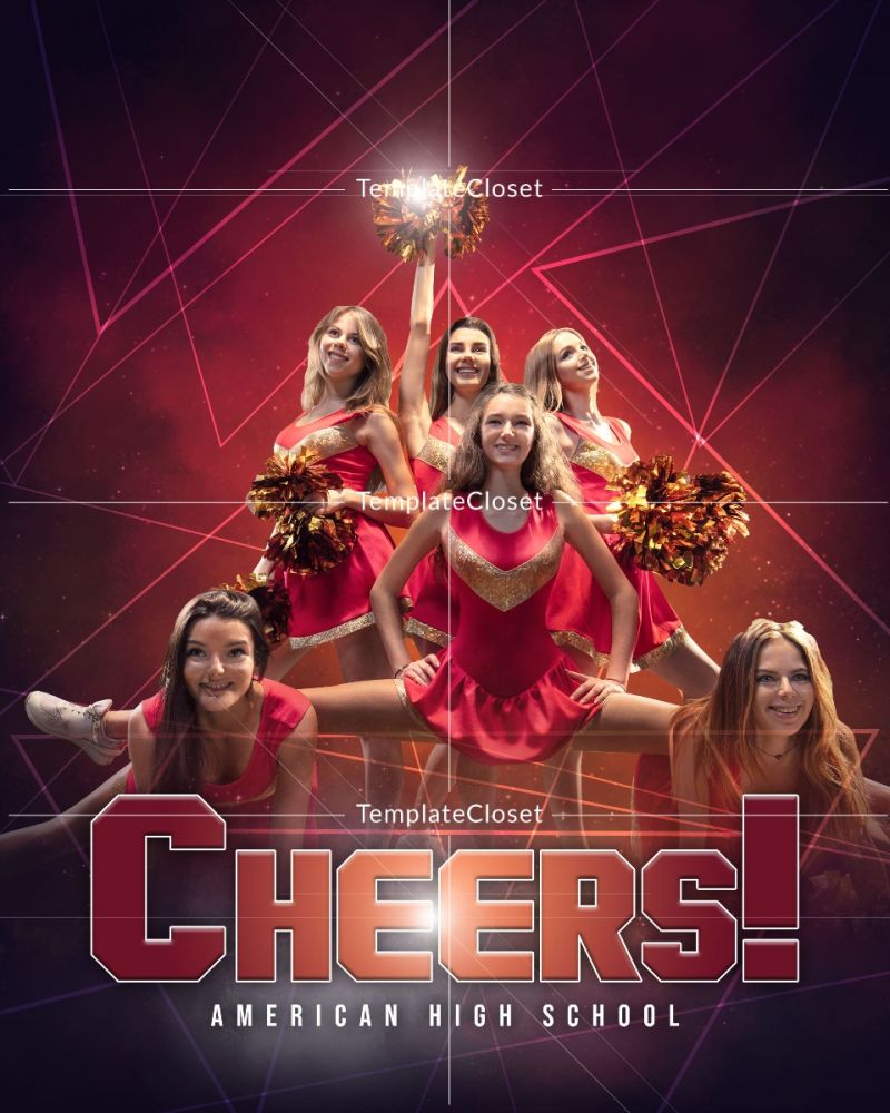 Cheerleader Team Print Ready Sports Photoshop Template