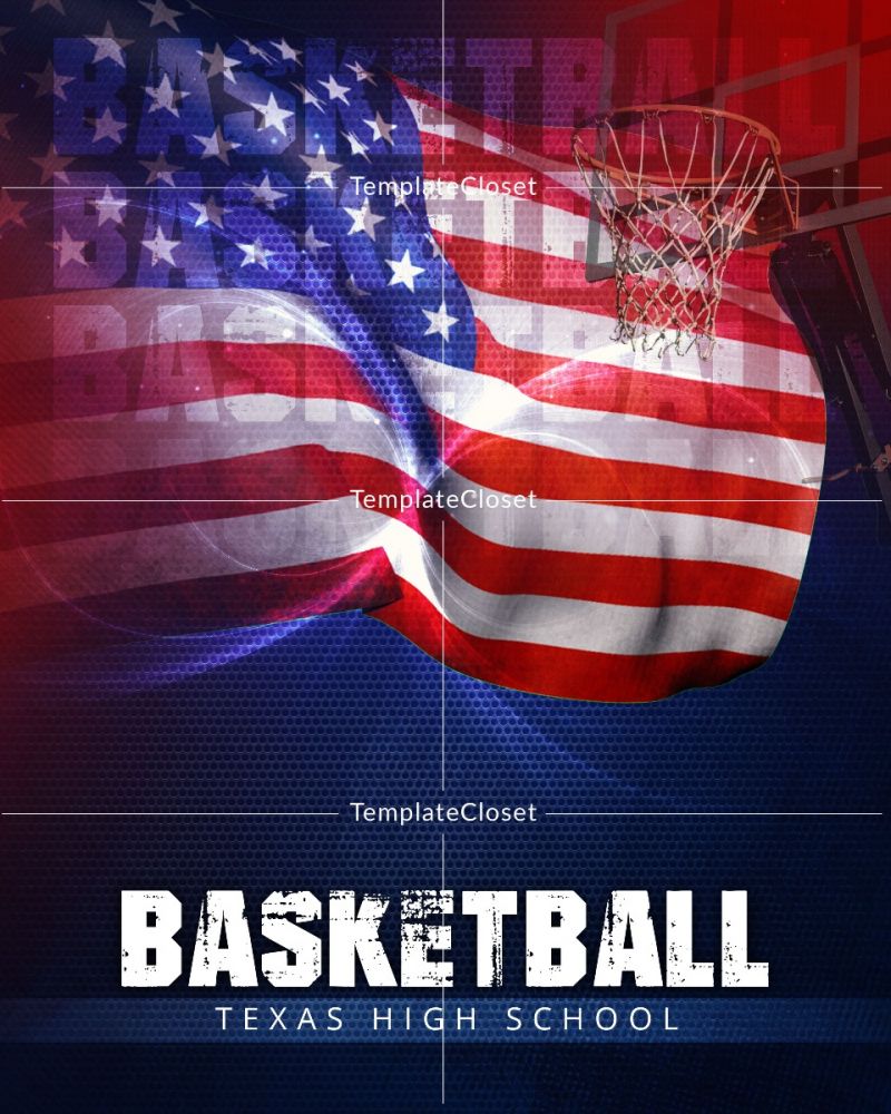 Basketball With Flag Background Print Ready Sports Template