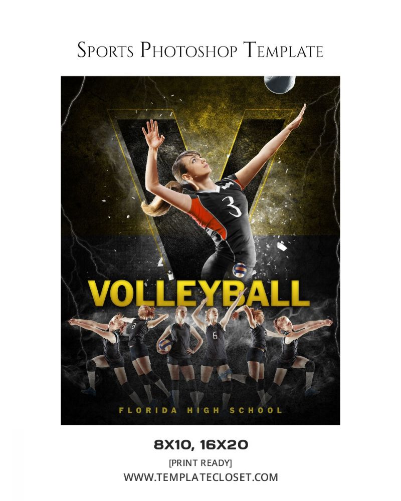 Volleyball Team Enliven Effect Sports Photography Template