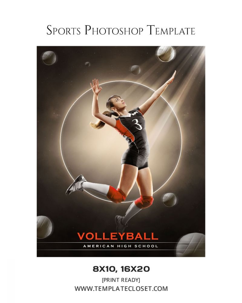 Volleyball American High School Photoshop Template