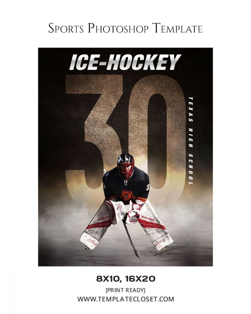 Ice Hockey Print Ready Sports Layered Photoshop Template