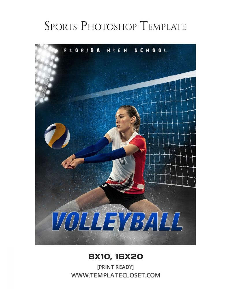 Volleyball Light Effect Photoshop Layered Template