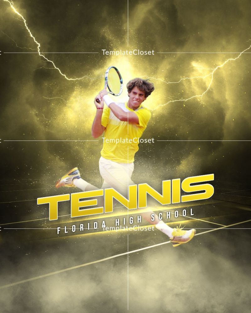 Tennis Yellow Thunder Sports Customized Photography Template
