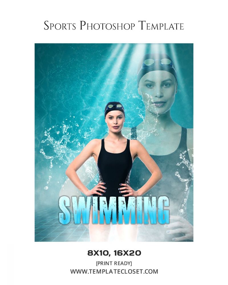Swimming Memory Mate Sports Layered Poster