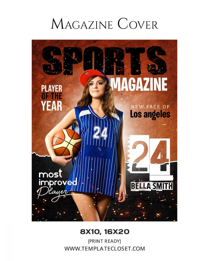 Fully Customized Sports Layered Magazine Cover