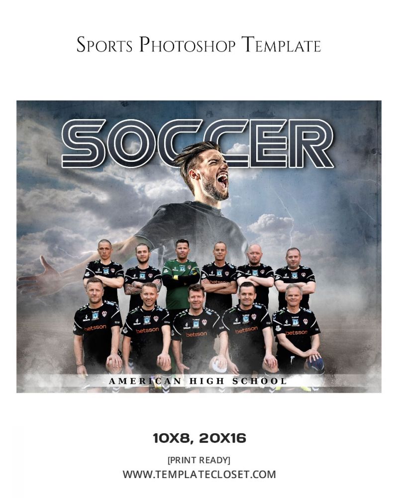 Soccer American High School Team Sports Photoshop Template