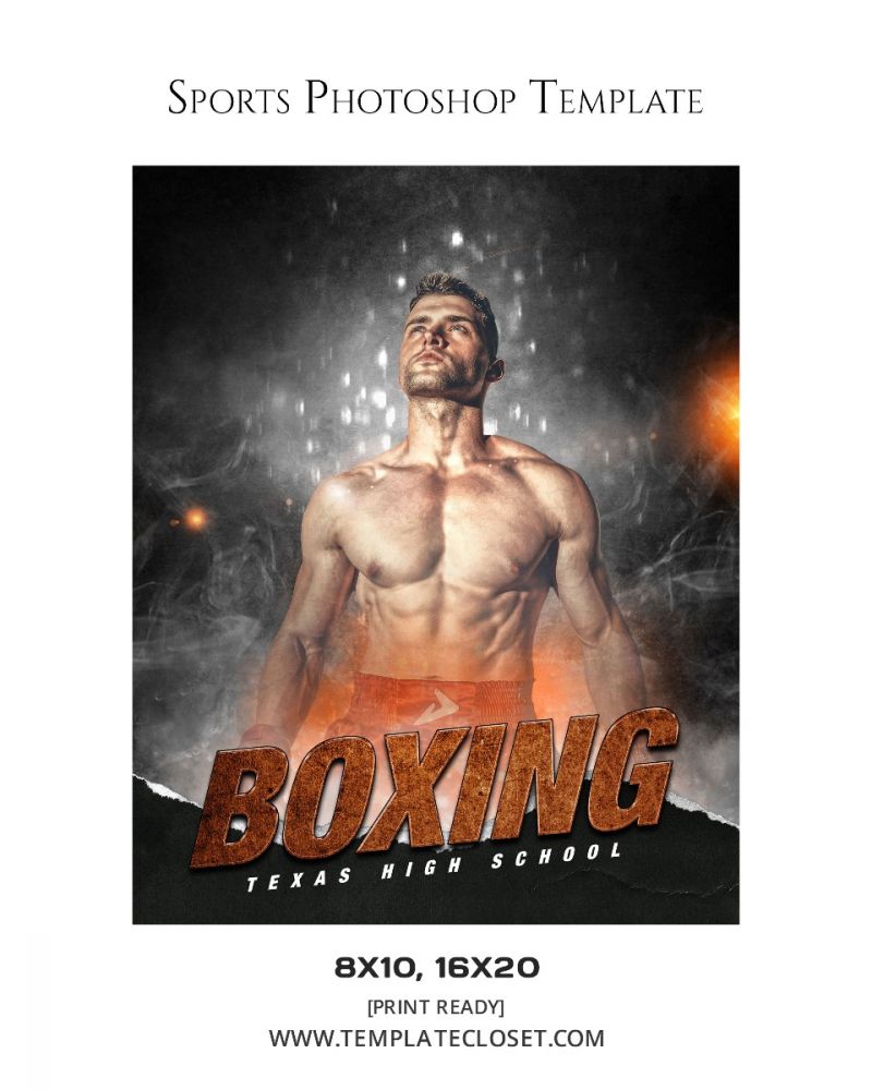 Boxing Customized Sports Photoshop Layered Template