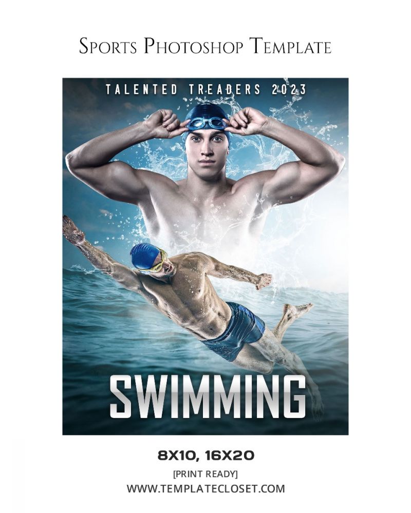 Swimming Memory Mate Sports Photoshop Layered Template