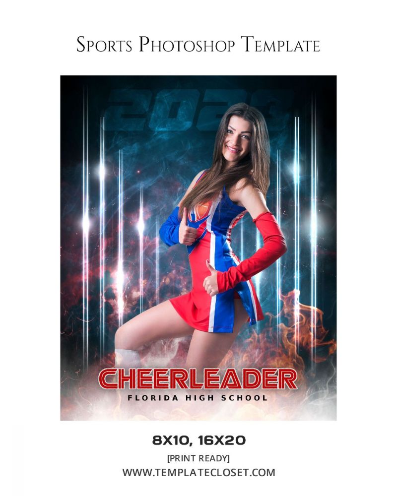 Cheerleader Best Background With Fire Effect Photoshop Template