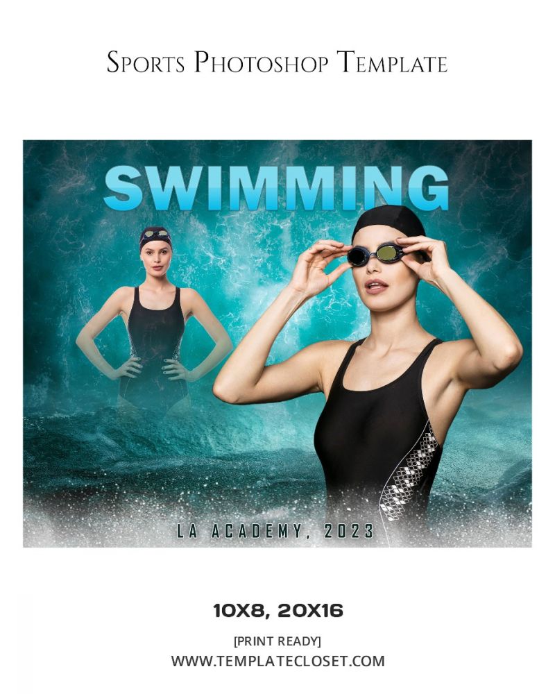 Swimming Texas High School Photoshop Layered Template