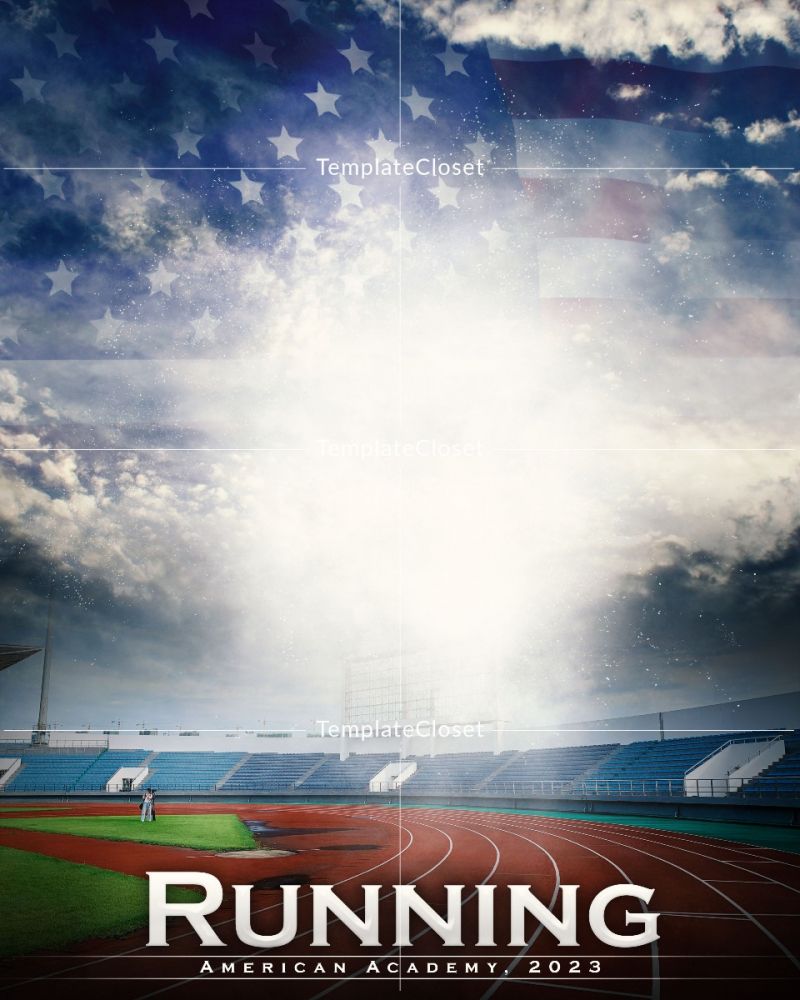 Running With Flag Effect Photoshop Layered Template