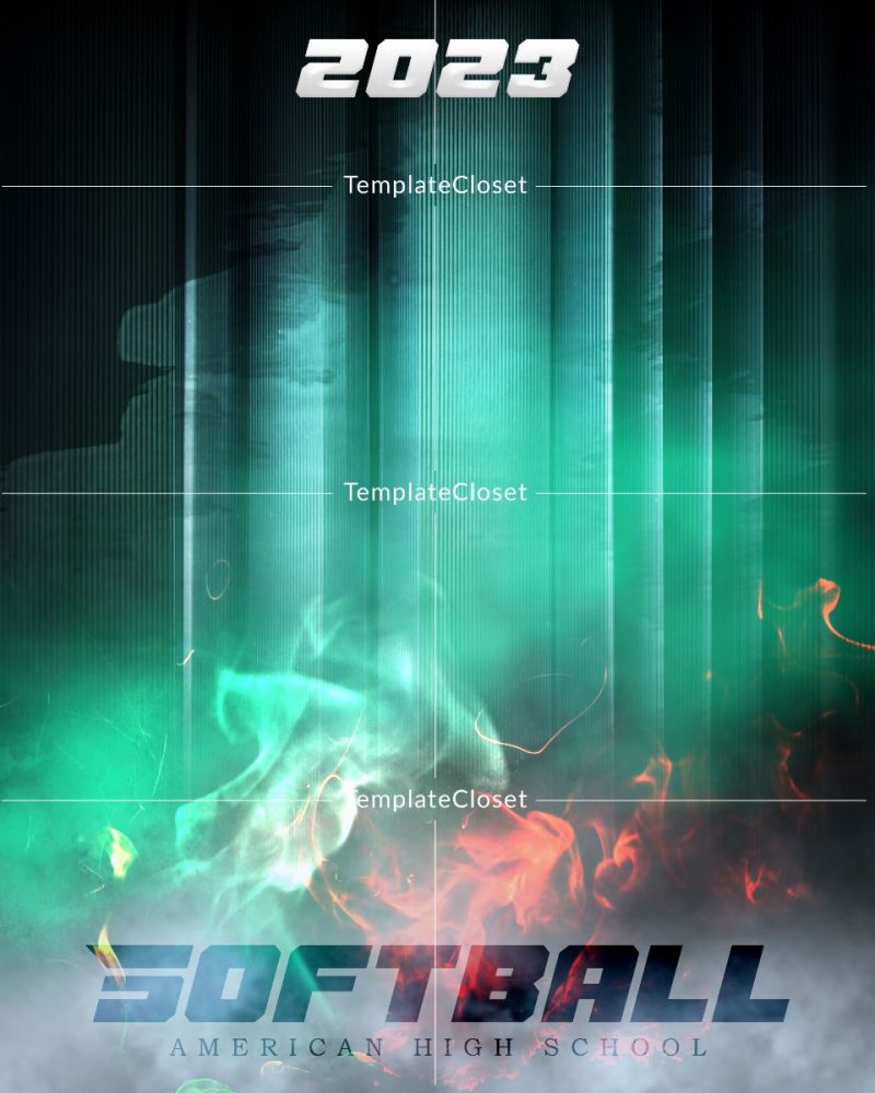 Softball Fire Effect Customized Sports Photoshop Template