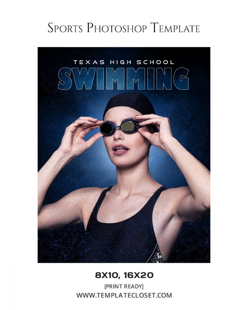 Swimming Texas High School Sports Photoshop Template