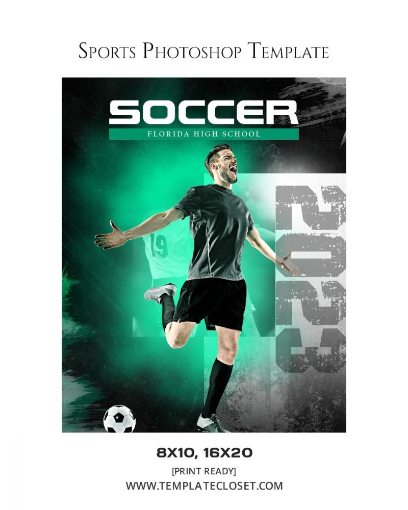Soccer Light Effect Print Ready Sports Photoshop Template