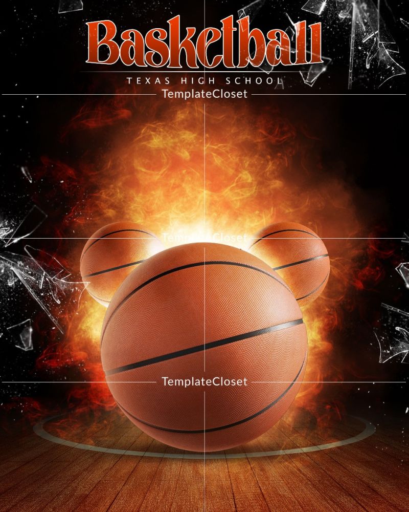 Basketball Glass And Fire Effect Photoshop Template