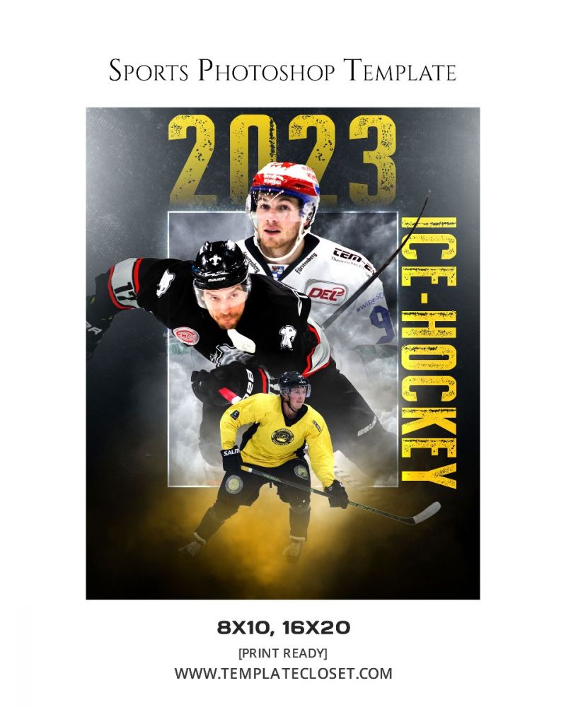 Ice Hockey Print Ready Photography Template