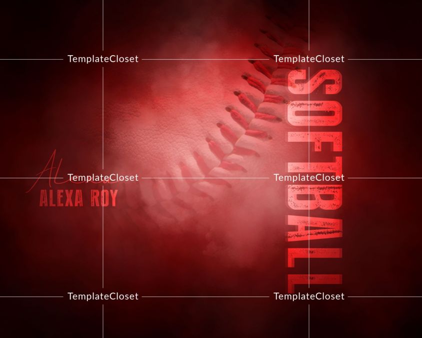 Softball Red Effect Sports Photography Template