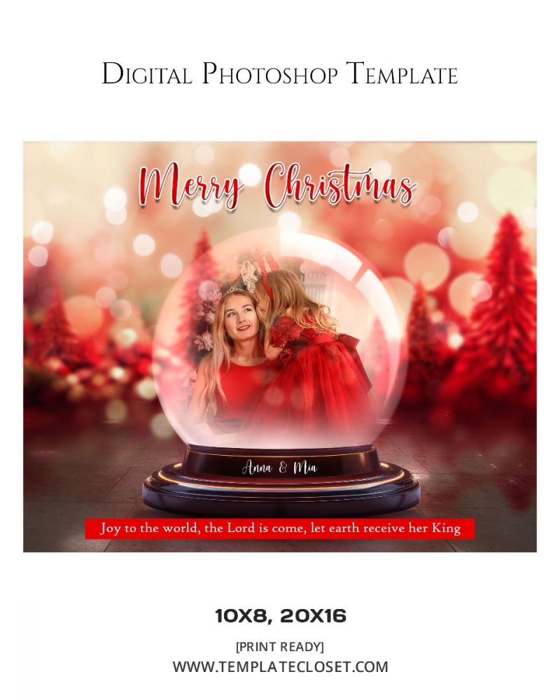 Merry Christmas Digital Background Photography Template