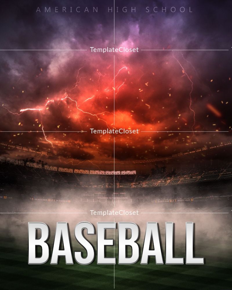 Baseball Play In Strom Photography Template