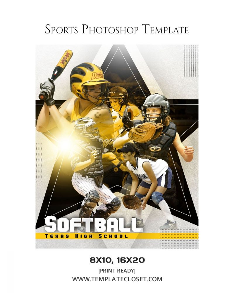 Softball Star Players Photography Template