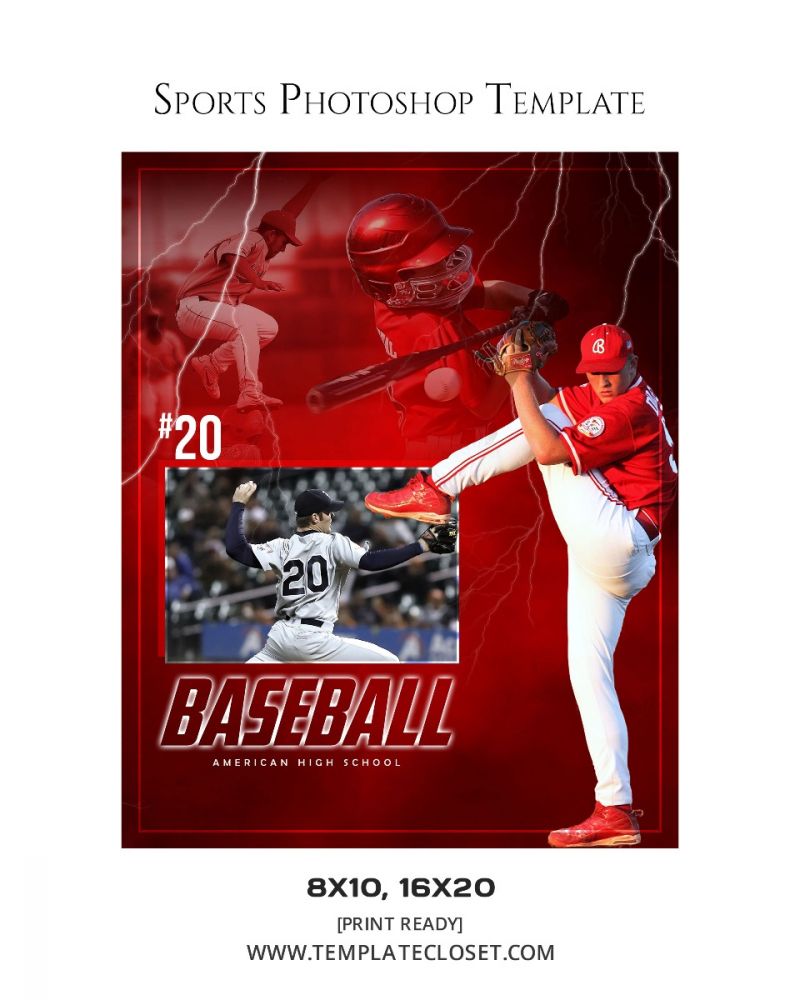 Baseball Moves 3D Effect Photography Template