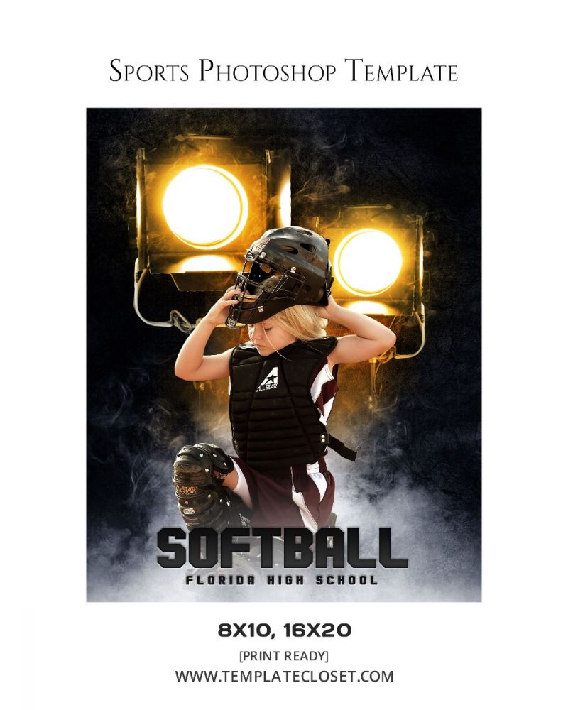Softball Light And Fog Effect Photography Template