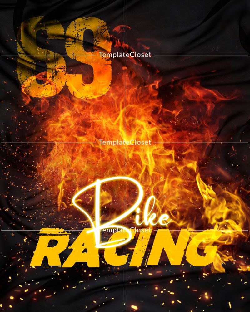 Bike Racing On The Fire Photoshop Layered Template