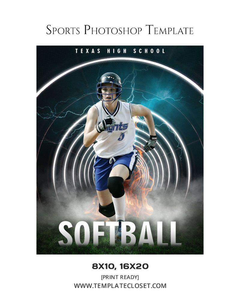 Softball 3D Effect Multi Layered Photography Template