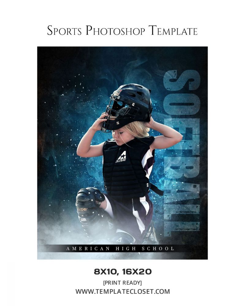 Softball Color Effect Photography Template
