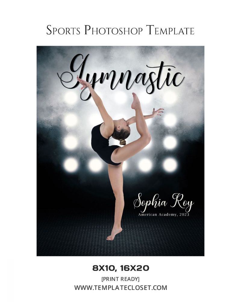Gymnastic Print Ready Sports Customized Photoshop Layered Template