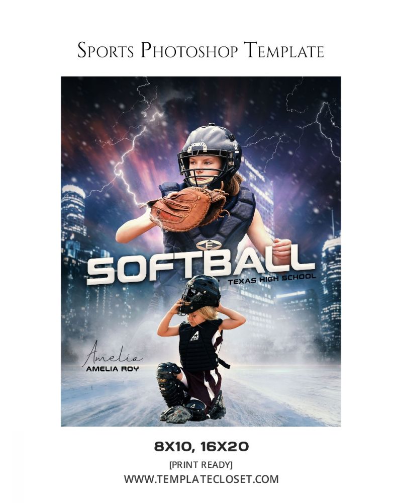 Softball Memory Mate Customized Layered Template