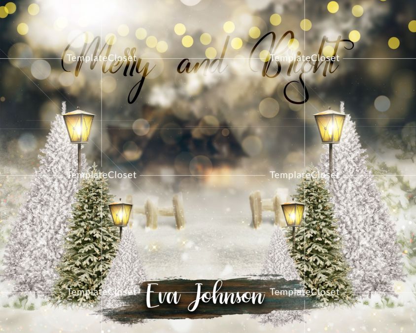 Merry Christmas With Bright Light Digital Photography Template