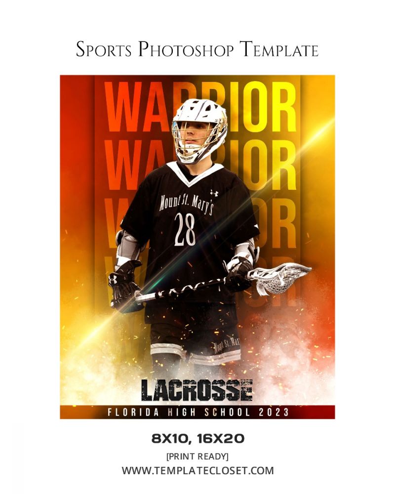 Lacrosse Warriors Photoshop Layered Template