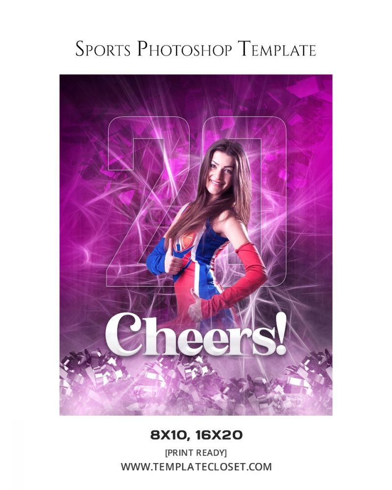 Cheerleaders Pink Spark Customizable Photoshop Template