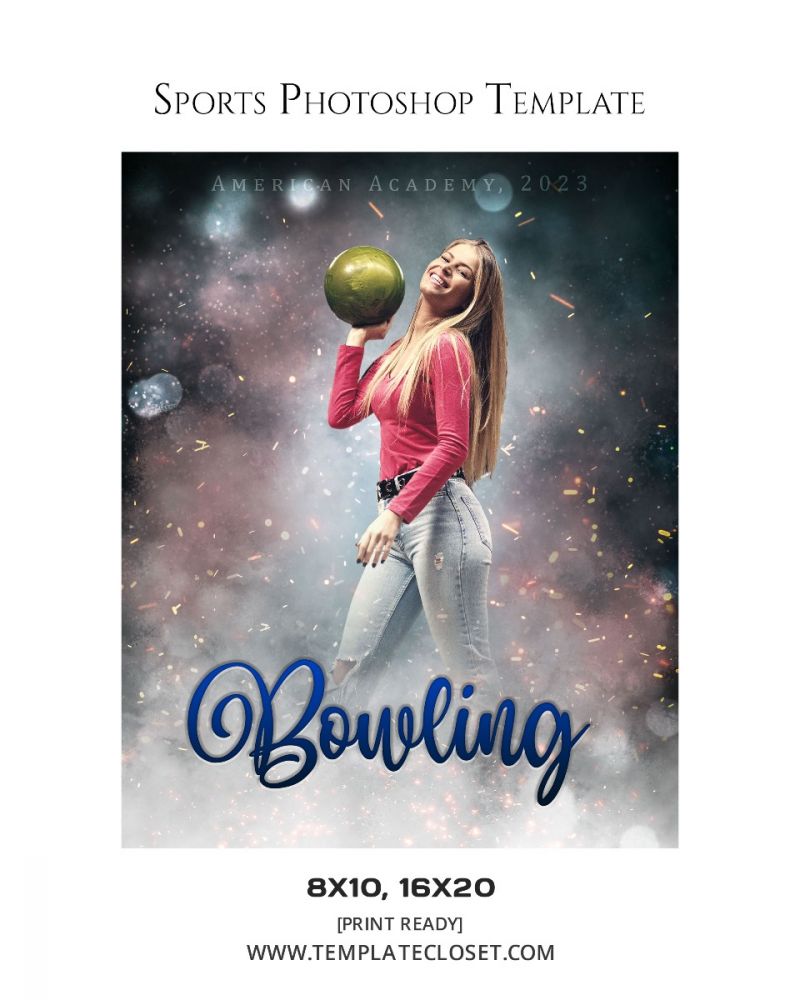 Bowling Fire Effect Senior Photoshop Template