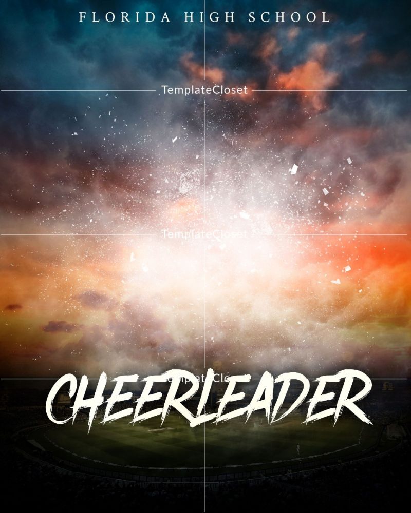 Cheerleader On The Fly Photoshop Template