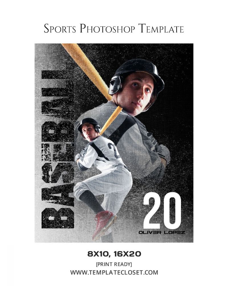 Fully Customized Baseball Memory Mate Sports Photoshop Template