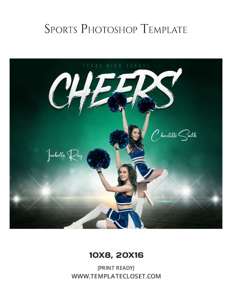 Cheerleader Memory Mate Light Effect Layered Photoshop Template