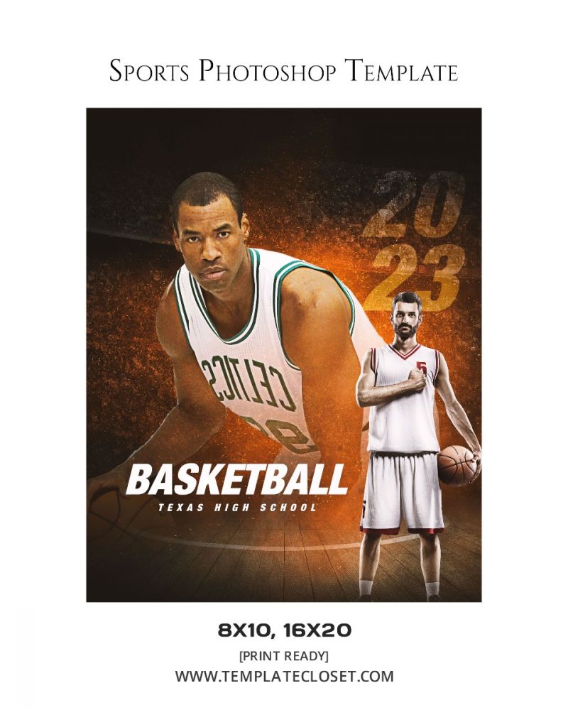 Basketball Print Ready Sports Photoshop Layered Template